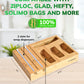 6 in 1 Bamboo Ziploc Bag Storage Organizer and Wrap Dispenser.